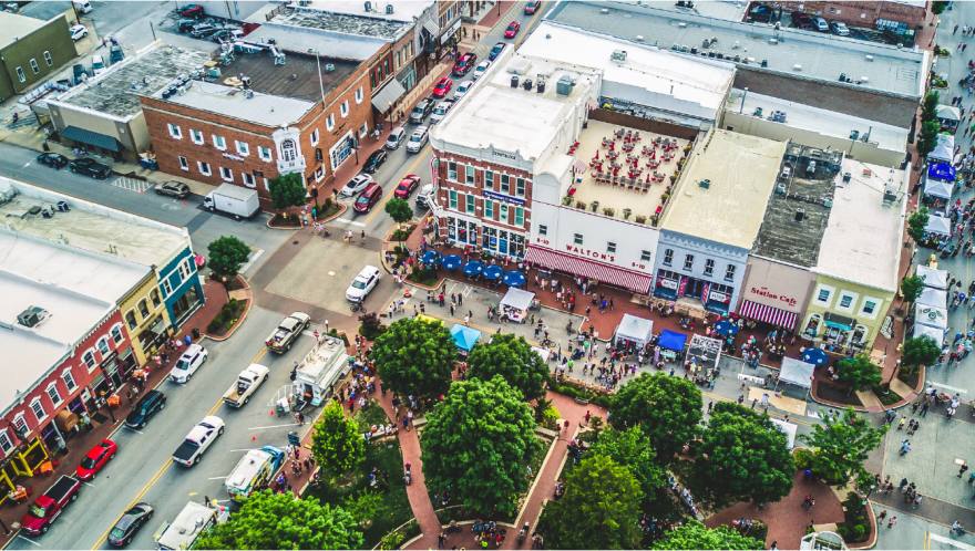 Downtown Bentonville Square lit up for the holidays